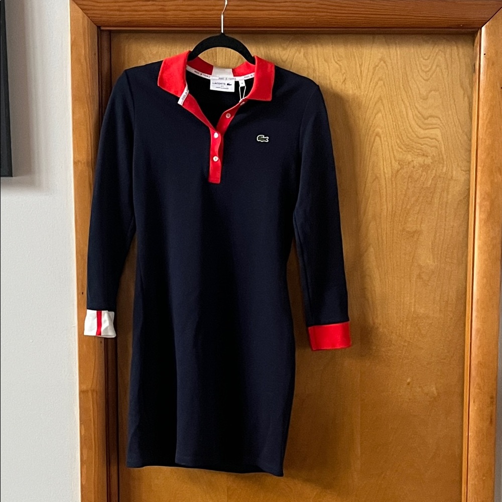 Lacoste Women’s Polo Dress in Black and Red